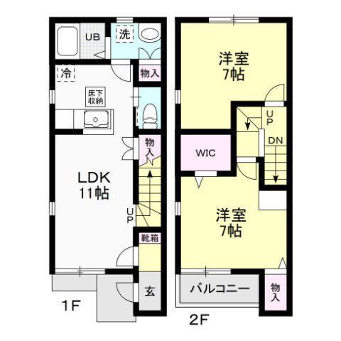ブリーズ 那珂(2LDK/1階)の間取り写真