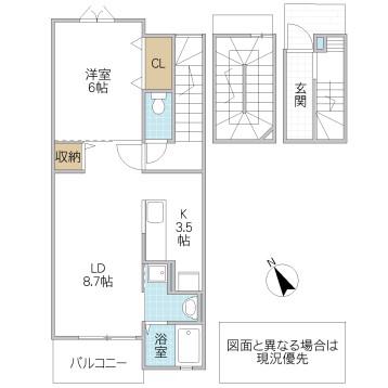 ブリーズガーデンI(1LDK/3階)の間取り写真