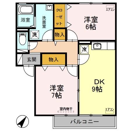 セントラルハイツA(2DK/2階)の間取り写真