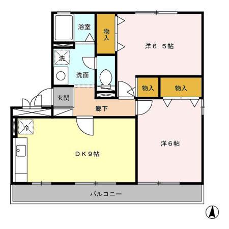セジュール エレガンス(2DK/2階)の間取り写真