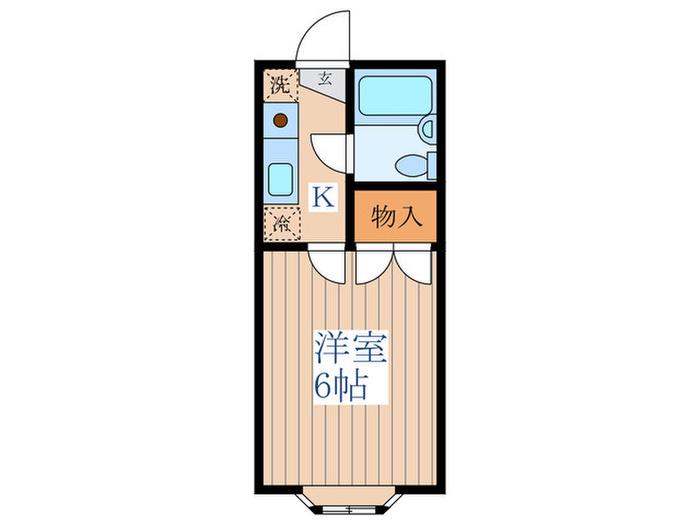 リバーサイドA(1K/1階)の間取り写真