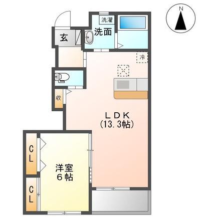 メビウス(2LDK/1階)の間取り写真