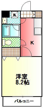 エリタージュ(1K/1階)の間取り写真