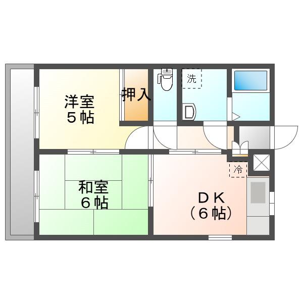 マリンアベニュー新生(2DK/2階)の間取り写真