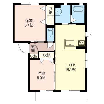ショコラヒルズA(2LDK/1階)の間取り写真