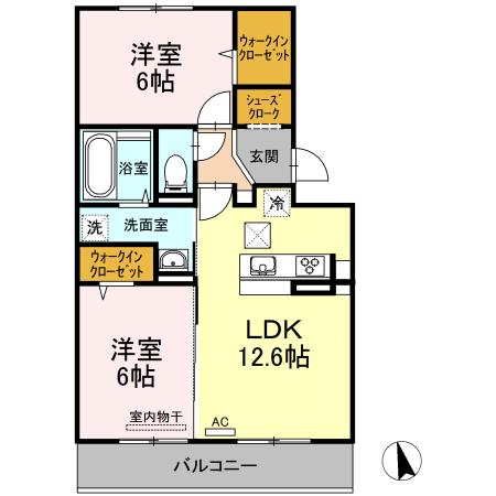 エストレーラ(2LDK/2階)の間取り写真