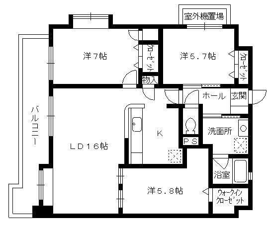 セレス別府(3LDK/9階)の間取り写真