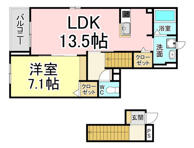 グラン・リーオE(1LDK/2階)の間取り写真