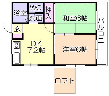 KTハウス B棟(2DK/2階)の間取り写真