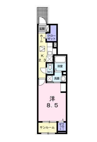 ファーツリーガーデン II(1K/1階)の間取り写真
