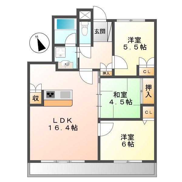 スクエア名古屋港(2SLDK/4階)の間取り写真