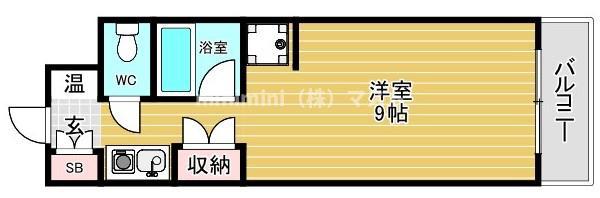 ビバリーヒルズ玉出西(1K/4階)の間取り写真