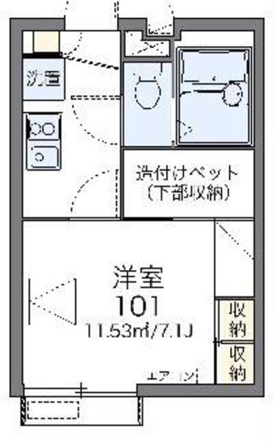 レオパレスフラワーガーデン町屋(1K/3階)の間取り写真