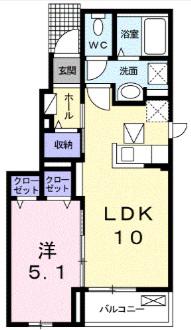 ルミナスハイム丸子II(1LDK/1階)の間取り写真