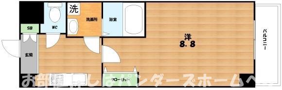 ル セルクル(1K/2階)の間取り写真