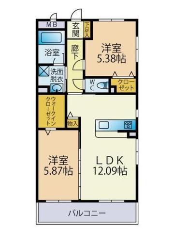 グレイスヒル(2LDK/1階)の間取り写真