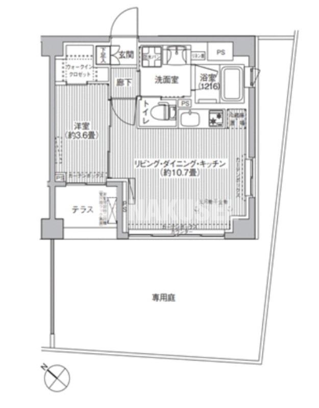 シティカレント目黒学芸大学(1LDK/1階)の間取り写真