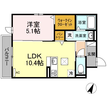 ささら弐番館(1LDK/1階)の間取り写真