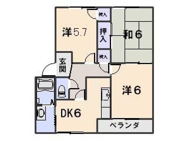 ドッグウッド(3DK/2階)の間取り写真