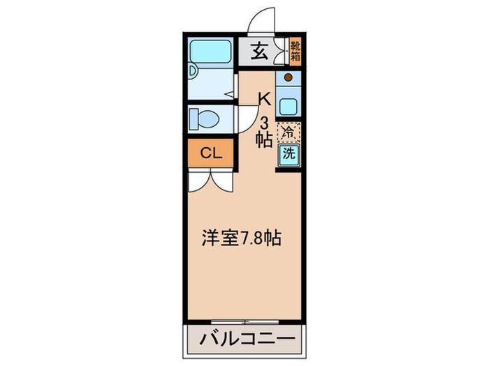 ローズハイム(1K/2階)の間取り写真