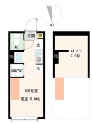 オブシディアン(ワンルーム/1階)の間取り写真
