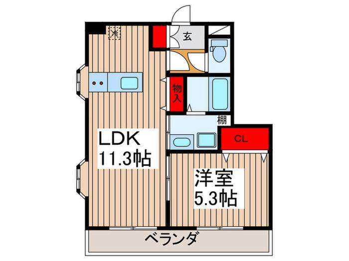 サンセットヒルズ(1LDK/4階)の間取り写真