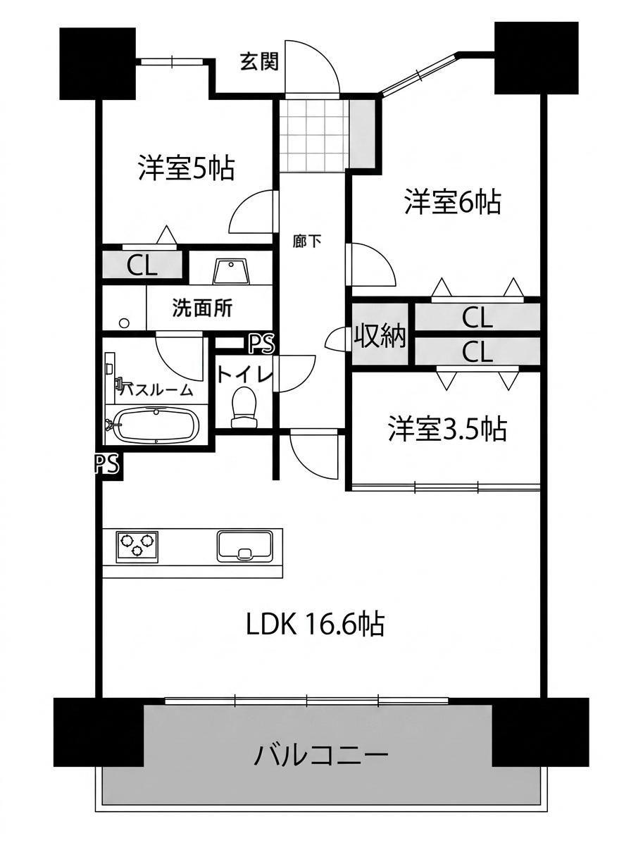 BELLES牛田中(3LDK/2階)の間取り写真
