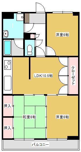 足利スカイタワー16(3LDK/13階)の間取り写真