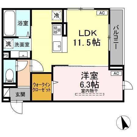 D PAINA 溝口(1LDK/3階)の間取り写真
