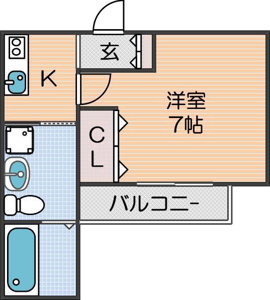 ウイング住之江(1K/3階)の間取り写真