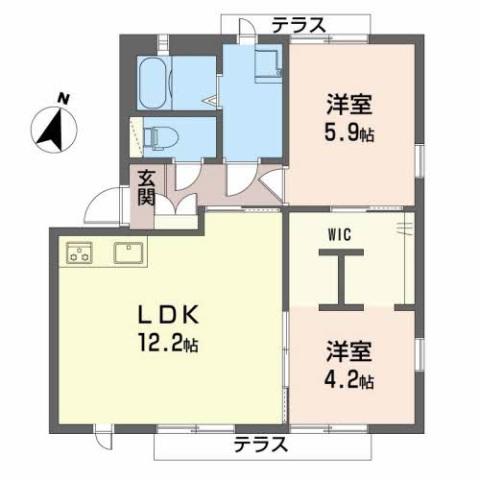 シュリーフェン・399 A棟(2LDK/2階)の間取り写真