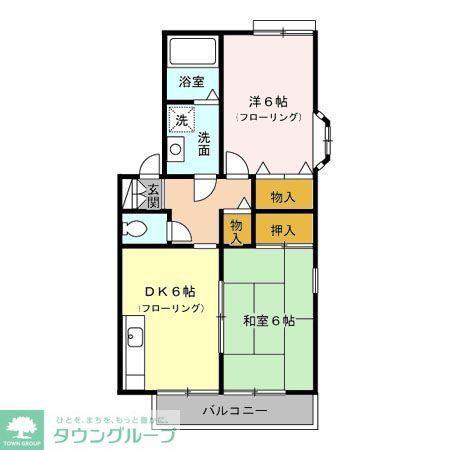 ツインズハイツA・B(2DK/2階)の間取り写真
