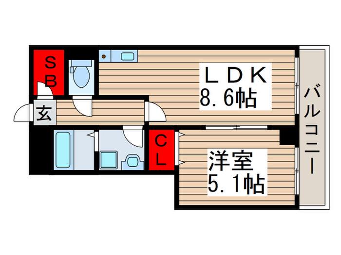 フォレスト千住(1LDK/4階)の間取り写真