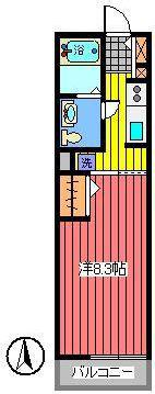 エターナル(1K/2階)の間取り写真