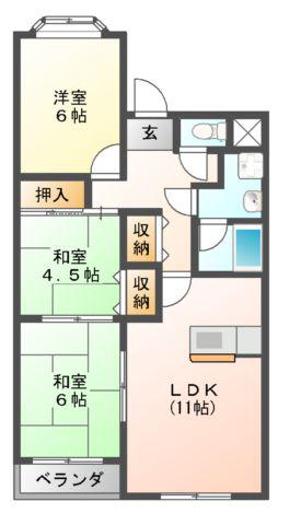 シャンポール(3LDK/2階)の間取り写真