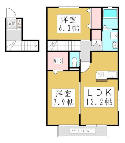 ステラ・ビアンカ(2LDK/2階)の間取り写真