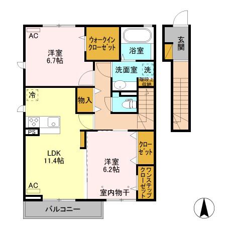ルピナス B(2LDK/2階)の間取り写真