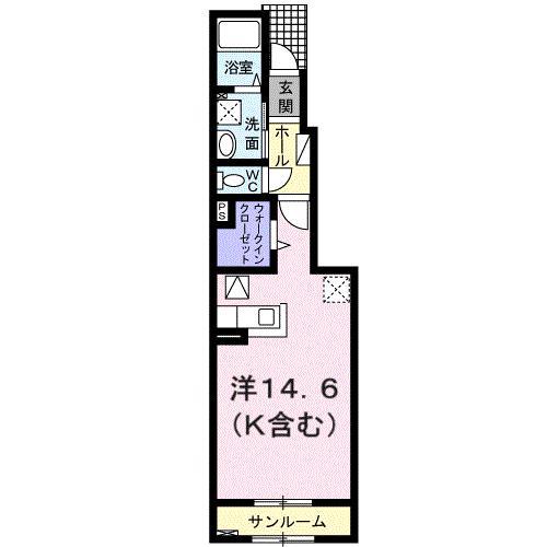 アルトプエンテ(ワンルーム/1階)の間取り写真