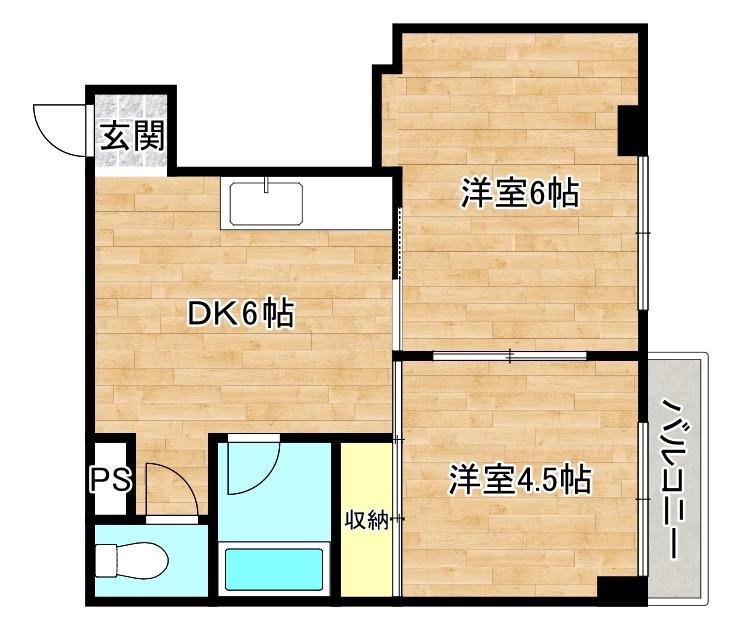 ロイヤル丸文(2DK/3階)の間取り写真