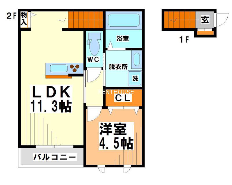 Mメゾン 北(1LDK/2階)の間取り写真