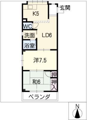 ヒカリハイツ(2LDK/3階)の間取り写真