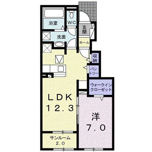 ミル ハピネス A(1LDK/1階)の間取り写真