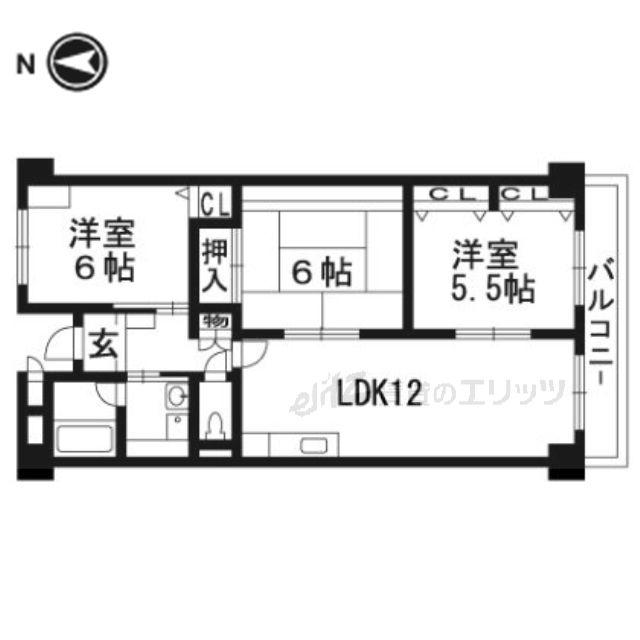 サニーウェル南茨木(3LDK/5階)の間取り写真