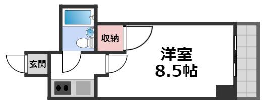 シティーアーク上町台(1K/3階)の間取り写真