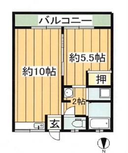 早川ビル(1LDK/3階)の間取り写真