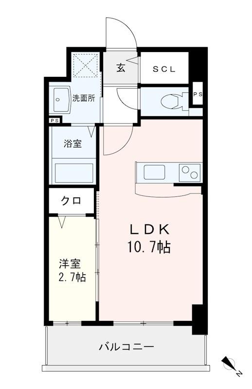 ラソース山王(1LDK/3階)の間取り写真