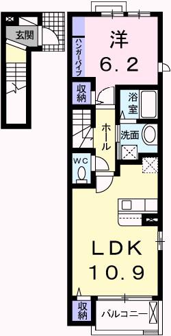 フィオーレ西庄A(2K/1階)の間取り写真