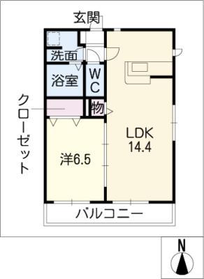 ジョイア(1LDK/1階)の間取り写真