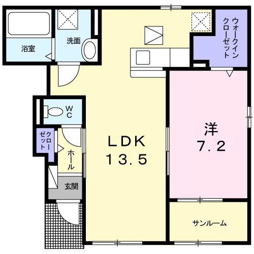 メゾン クォーレ(1LDK/1階)の間取り写真