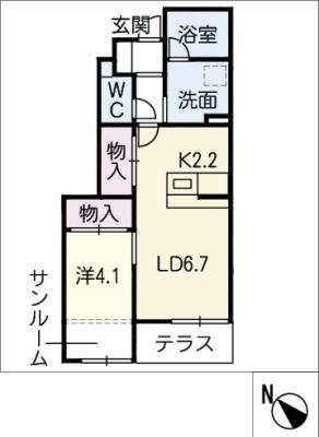 アステール(1LDK/1階)の間取り写真